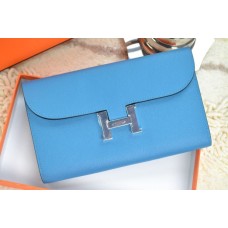 Hermes H Portemonnee Blauw Zilver