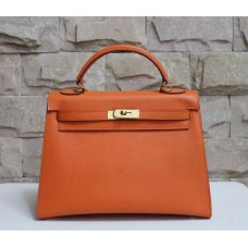 Hermes Kelly 32cm Epsom lederen handtas oranje goud