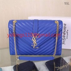 YSL Saint Laurent klassieke grote monogram tas blauw 31cm