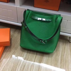 Hermes So Kelly 28cm Togo lederen schoudertas groen zilver