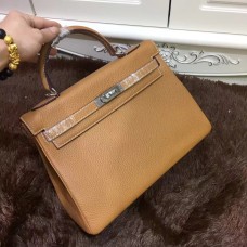 Hermes Kelly 32cm Togo leer 6108 licht koffie zilver