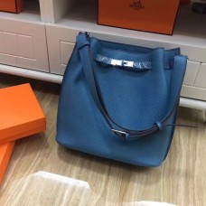 Hermes So Kelly 28cm Togo lederen schoudertas blauw zilver
