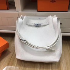 Hermes So Kelly 28cm Togo lederen schoudertas wit zilver