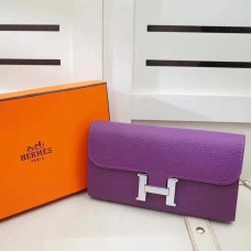Hermes Constance Portemonnee Togo Leer Paars