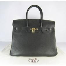 Hermes Birkin 35cm Togo lederen handtassen zwart gouden