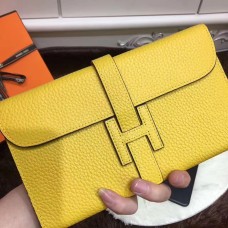 Hermes Jige Portemonnee Togo Leer Geel