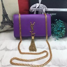 YSL Tassel Chain Bag 22cm Glad Leer Paars Goud