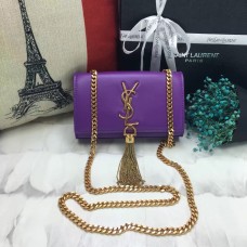 YSL kleine leren tas met kwastje 17 cm paars