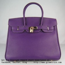 Hermes Birkin 35cm Togo lederen handtassen paars gouden