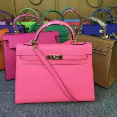 Hermes Kelly 28cm Epsom lederen handtas lippen roze