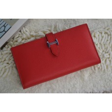 Hermes kalfsleren portemonnee H005 H rood