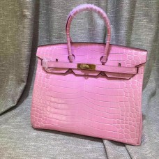 Hermes Birkin 35cm handtas krokodillenleer roze goud
