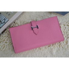 Hermes kalfsleren portemonnee H005 H roze