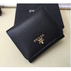 Prada 1M0176 Portemonnee Saffiano Leer in Zwart