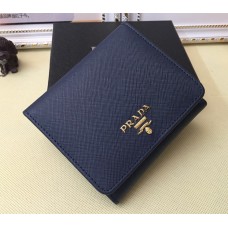 Prada 1M0176 Portemonnee Saffiano Leer in Marineblauw