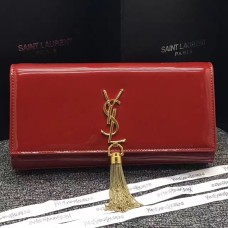 YSL Lakleer Tassel Clutch 27cm Rood