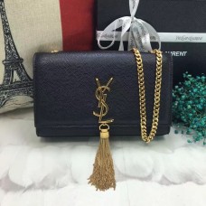YSL Tassel Chain Bag 22cm Caviar Leder Zwart Goud