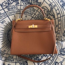 Hermes Kelly 28cm tas Togo leer bruin goud