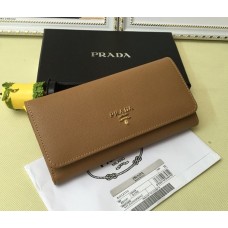 Prada 1M1132 Portemonnee Saffiano Leder Bruin