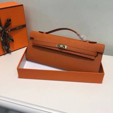 Hermes Kelly Cut 31cm Epsom Leren Clutch Oranje