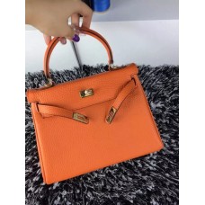 Hermes Kelly 25cm Togo Leer Oranje Goud