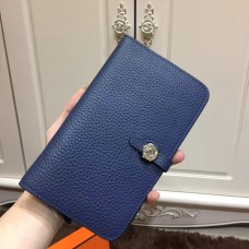 Hermes Dogon Portemonnee Togo Leer H001 Donkerblauw
