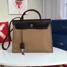 Hermes Herbag 31cm kaki canvas tas