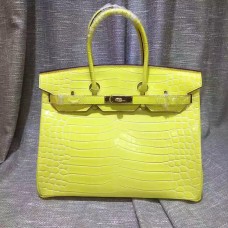 Hermes Birkin 35cm handtas krokodillenleer geel goud