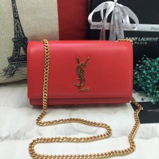 YSL gladde leren kettingtas 22cm rood