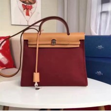 Hermes Herbag 31cm Bourgondische canvas tas