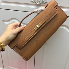 Hermes Kelly Cut 31cm Epsom lederen clutch bruin