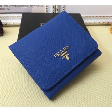 Prada 1M0176 Portemonnee Saffiano Leer in Blauw