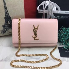 YSL gladde leren kettingtas 22cm lichtroze