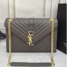YSL Saint Laurent Classic grote monogram tas grijs 31cm