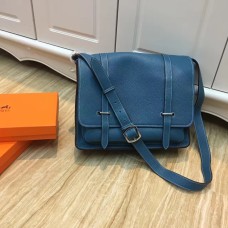 Hermes Steve Heren Crossbody Leren Tas Blauw