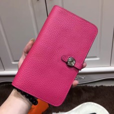 Hermes Dogon Portemonnee Togo Leer H001 Felroze