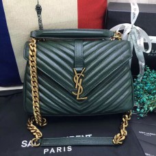 YSL Top Handvat Schoudertas 24cm Groen Goud