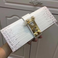Hermes Medor Clutch 29cm Croco Wit