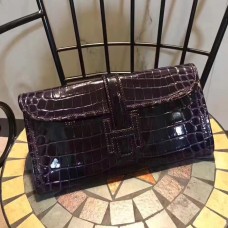 Hermes Jige Clutch 29cm Croco Donkerpaars