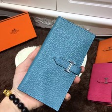 Hermes Bearn Portemonnee Togo Leer H005 Blauw