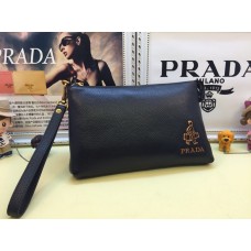 Prada leren etui voor heren 3314 zwart