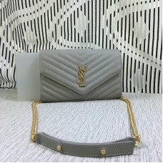 YSL Envelop Chain Bag Caviar Leder Grijs 23cm