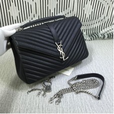Saint Laurent Grote Top Handvat Chain Bag Zwart 32cm