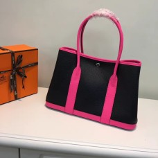 Hermes Garden Party 36cm lederen handtas zwart felroze