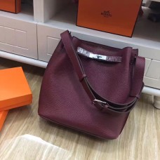 Hermes So Kelly 28cm Togo lederen schoudertas bordeaux zilver