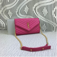 YSL Envelop Kettingtas Kaviaar Leder Rose 23cm
