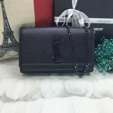 YSL Kaviaar Leren Kettingtas 22cm Zwart Zwart