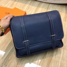 Hermes Steve Heren Crossbody Leren Tas Donkerblauw