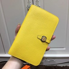 Hermes Dogon Portemonnee Togo Leer H001 Geel