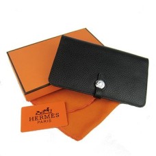 Hermes Dogon Portemonnee Togo Leer H001 Zwart